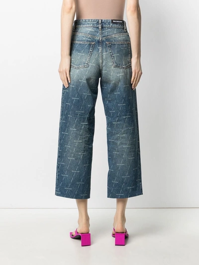 Shop Balenciaga Cropped Denim Jeans In Blue