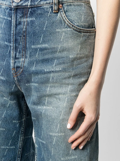 Shop Balenciaga Cropped Denim Jeans In Blue