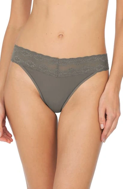 Shop Natori Bliss Perfection Thong In Steel