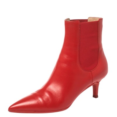 Pre-owned Gianvito Rossi Red Leather Ankle Boots Size 36.5