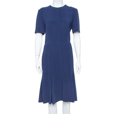 Pre-owned Stella Mccartney Navy Blue Crepe Flared Midi Dress L