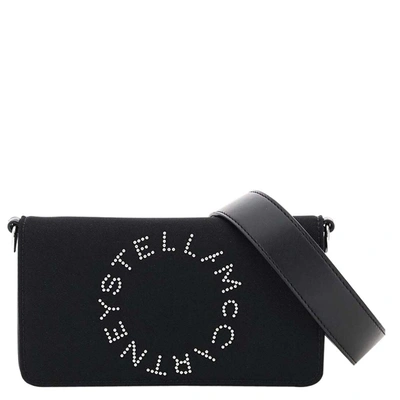 Pre-owned Stella Mccartney Black Nylon/leather Star Logo Studs Crossbody Mini Bag