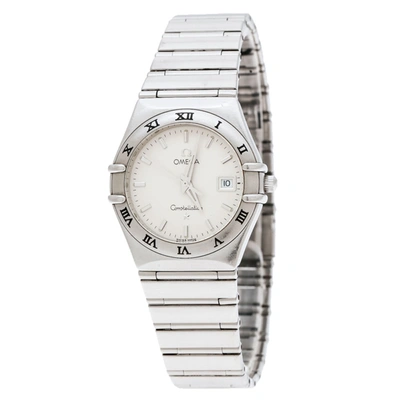 Pre-owned Omega Silver Stainless Steel Constellation 1582.30 Women's Wristwatch 27 Mm