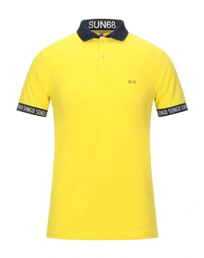 Shop Sun 68 Man Polo Shirt Yellow Size S Cotton, Elastane