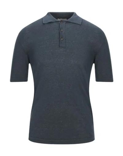 Shop Abkost Polo Shirts In Slate Blue