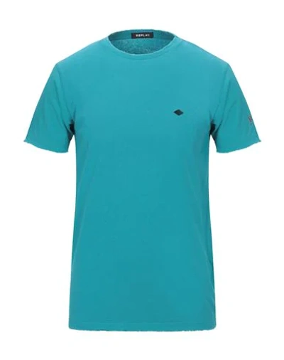Shop Replay T-shirt In Turquoise