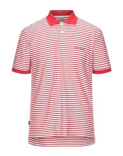 Woolrich Striped Short Sleeved Polo In Red