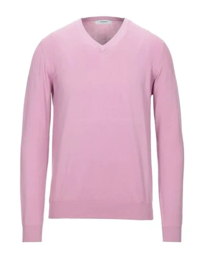 Shop Alpha Studio Man Sweater Pastel Pink Size 44 Cotton