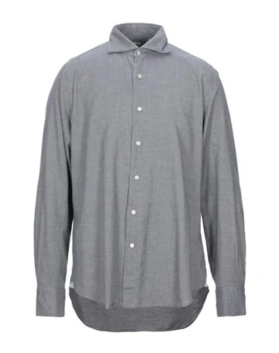Shop Finamore 1925 Solid Color Shirt In Lead