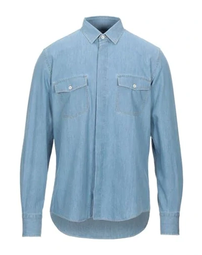 Shop Low Brand Denim Shirts In Blue