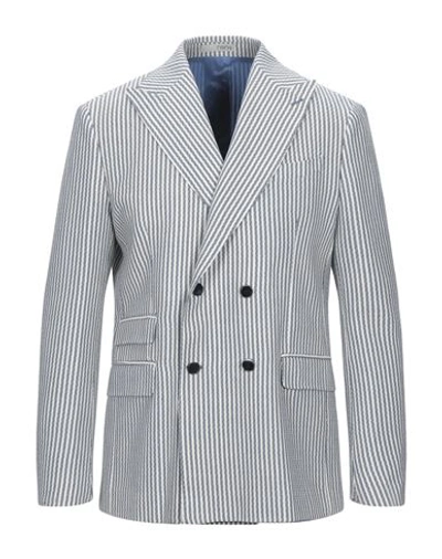 Shop 0909 Fatto In Italia Suit Jackets In Slate Blue