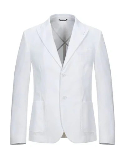 Shop Daniele Alessandrini Man Blazer White Size 42 Cotton, Elastane