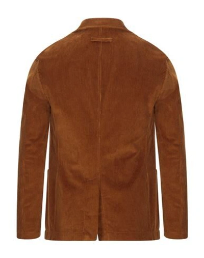 Shop T-jacket By Tonello Man Blazer Camel Size L Cotton, Elastane In Beige
