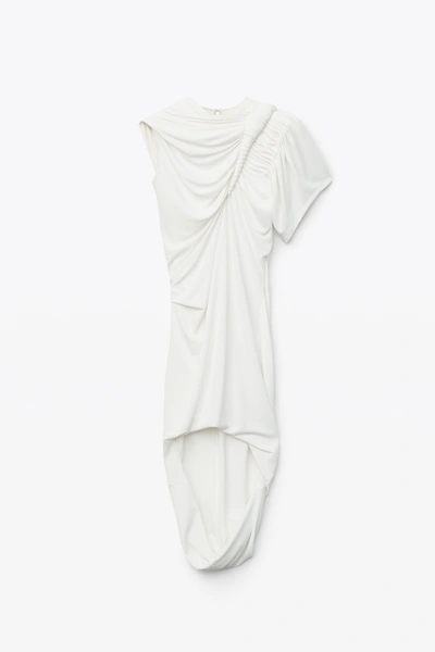 Shop Alexander Wang Draped Asymmetric Dress In Ivory