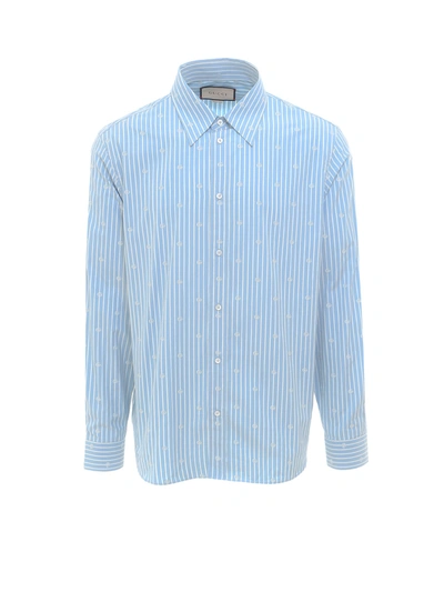 Shop Gucci Gg Stripe Fil Coupé Shirt In Blue