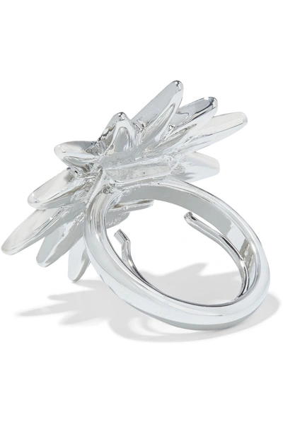 Shop Kenneth Jay Lane Rhodium-plated Crystal Ring In Silver