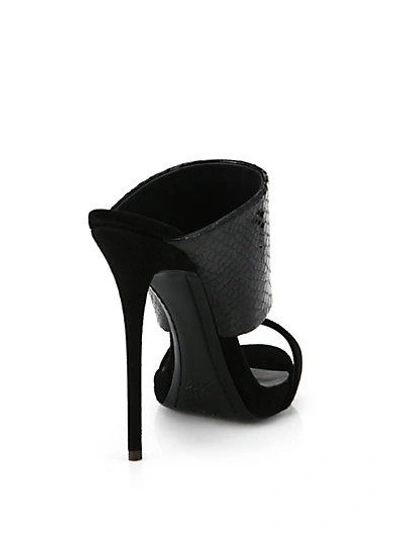 Shop Giuseppe Zanotti Suede & Snake-embossed Leather Sandals In Argento-silver