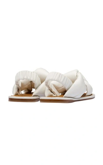 Miu Miu Padded Mordoré Nappa Leather Flat Sandals In Black