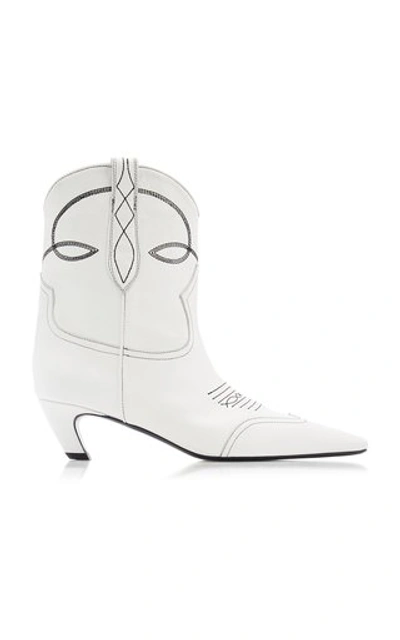 Shop Khaite Women's Dallas Leather Ankle Boots In White