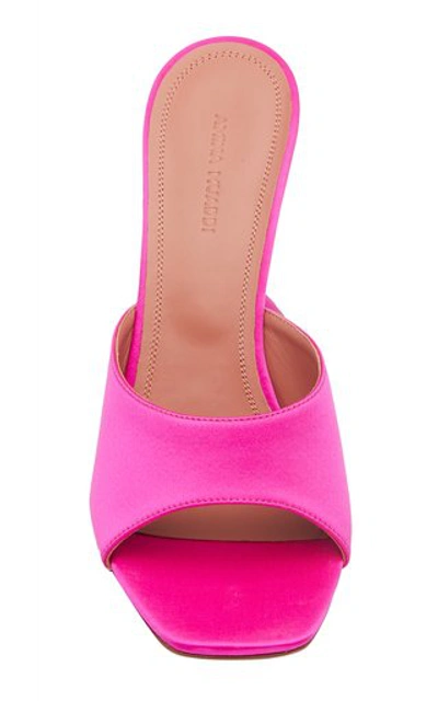 Shop Amina Muaddi Lupita Satin Mules In Pink