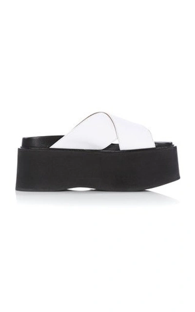 Shop Marni Women's Platform Leather Sandals In White