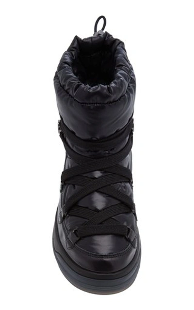Shop Moncler Women's Florine Patent Leather Puffer Boots In Black