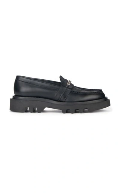 Shop Givenchy Women's Elba Logo-detailed Leather Loafers In Black