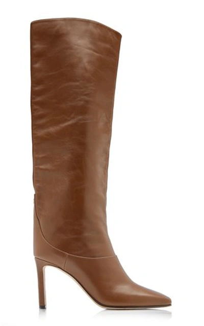 Shop Jimmy Choo Women's Mahesa Leather Tall Boots In Brown