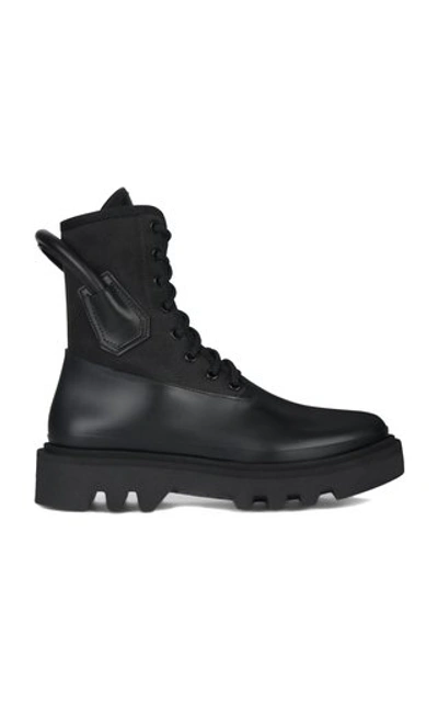 Shop Givenchy Women's Leather-trimmed Rubber And Neoprene Combat Rainboots In Black