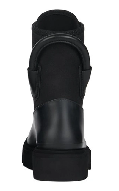 Shop Givenchy Women's Leather-trimmed Rubber And Neoprene Combat Rainboots In Black