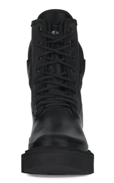 Shop Givenchy Women's Leather-trimmed Rubber And Neoprene Combat Rainboots In Black
