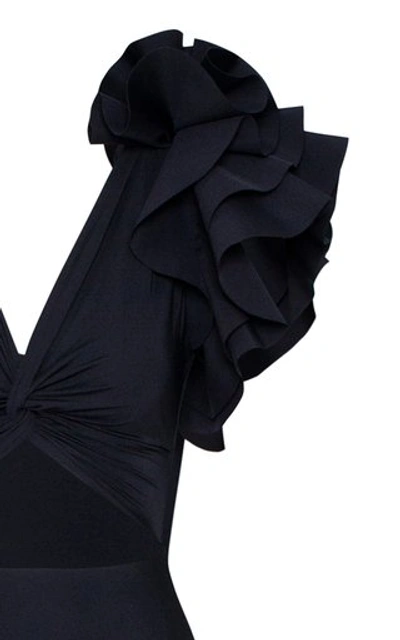 Shop Maygel Coronel Women's Blanca Reversible Ruffled Cutout Maxi Dress In Black