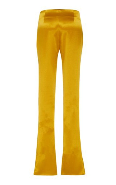 Shop Galvan Satin Flared Pants In Yellow