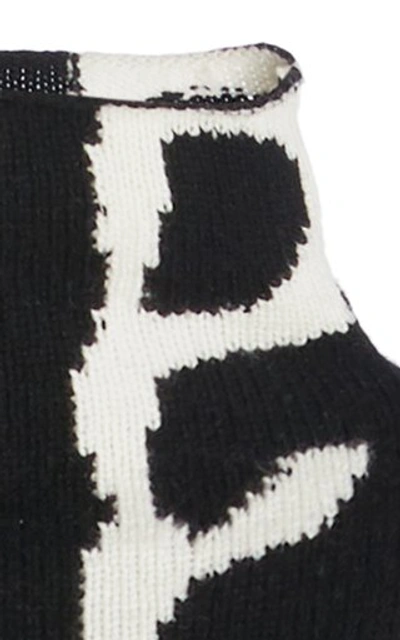 Shop Carolina Herrera Women's Printed Mock Neck Wool And Cashmere-blend Sweater In Black/white