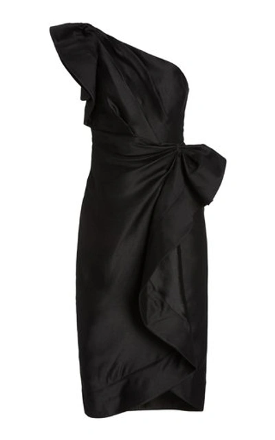Shop Acler Women's Darcher Ruffle One-shoulder Midi Dress In Black