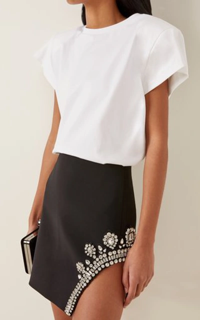 Shop David Koma Women's Crystal-embellished Crepe Mini Skirt In Black