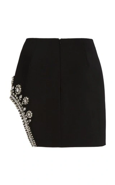 Shop David Koma Women's Crystal-embellished Crepe Mini Skirt In Black