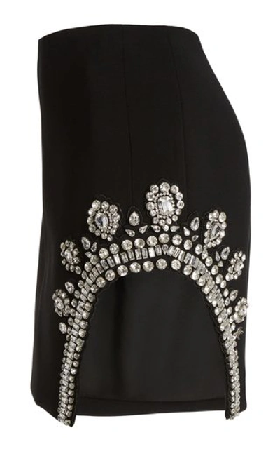 Shop David Koma Women's Crystal-embellished Crepe Mini Skirt In Black