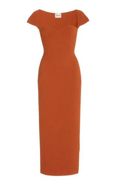 Shop Khaite Women's Allegra Cap-sleeve Bustier Dress In Orange