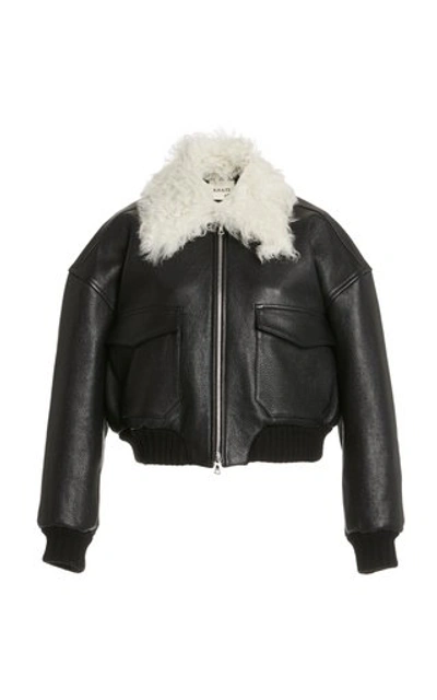 Shop Khaite Women's Larissa Fur-trimmed Leather Jacket In Black