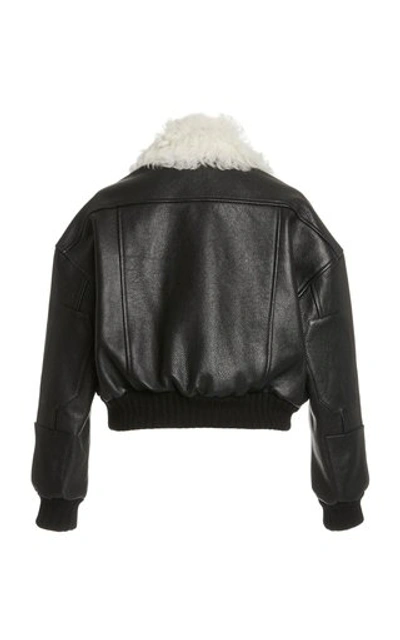 Shop Khaite Women's Larissa Fur-trimmed Leather Jacket In Black