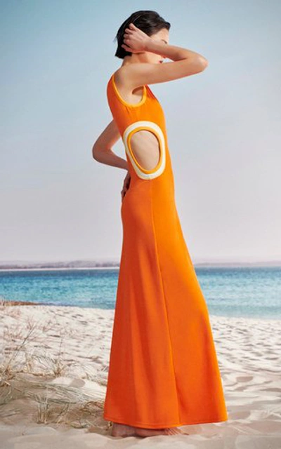 Shop Christopher Esber Fran Verner Knit Maxi Dress In Orange