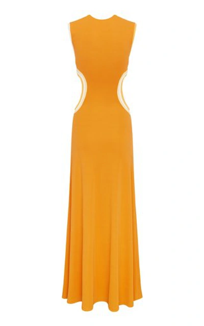 Shop Christopher Esber Fran Verner Knit Maxi Dress In Orange