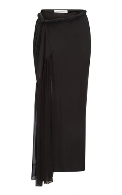Shop Christopher Esber Women's Twisted Silk Sarong Skirt In Black