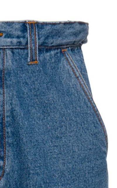 Shop Miu Miu Iconic Rigid High-rise Straight-leg Blue Jeans In Medium Wash