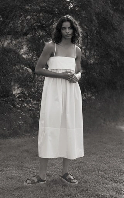 Matthew Bruch Women's Structured Bandeau Cotton Baby Doll Dress In White |  ModeSens