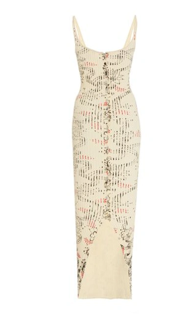 Shop Paco Rabanne Women's Printed Ribbed Cotton Maxi Dress