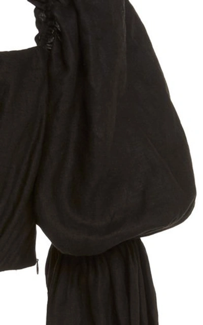 Shop Andres Otalora Pietri Linen Blouse In Black