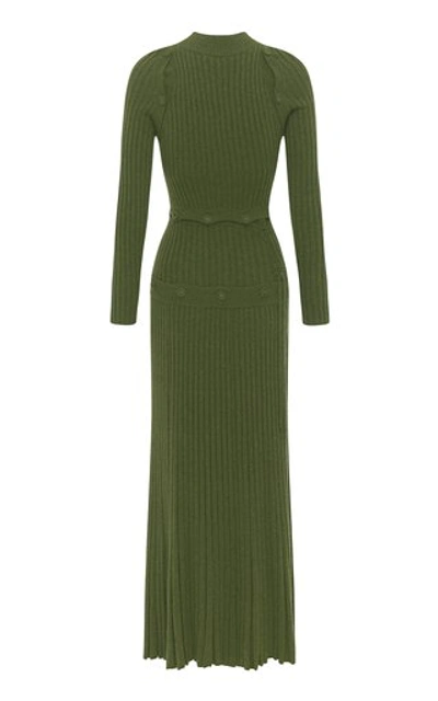 Shop Christopher Esber Deconstructed Wool-knit Cashmere Dress In Green