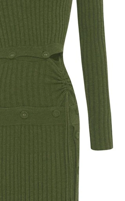 Shop Christopher Esber Deconstructed Wool-knit Cashmere Dress In Green